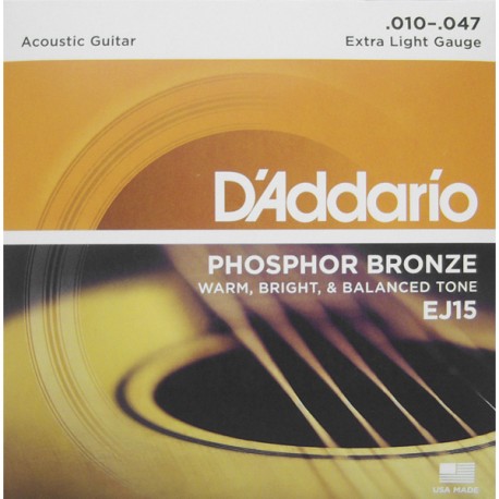 CUERDAS GUITARRA ELECTROACUSTICA BRONZE (.010-.047) JUEGO 6 PIEZAS