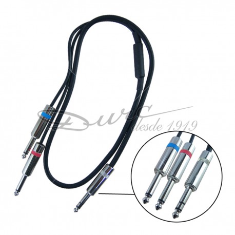 CABLE INSERTO (1 MT) PLUG 1/4 ESTEREO / 2 PLUG 1/4